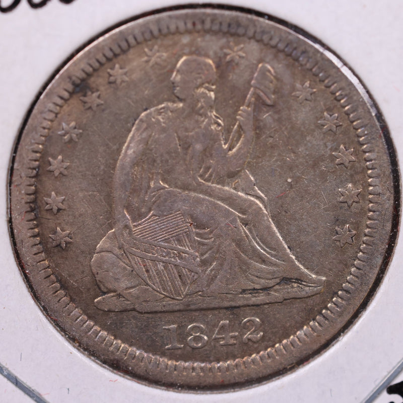 1842-O Seated Liberty Quarter., Very Fine Circulated Coin., Store