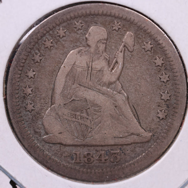 1843-O Seated Liberty Quarter., Very Fine Detailed Coin., Store#1060