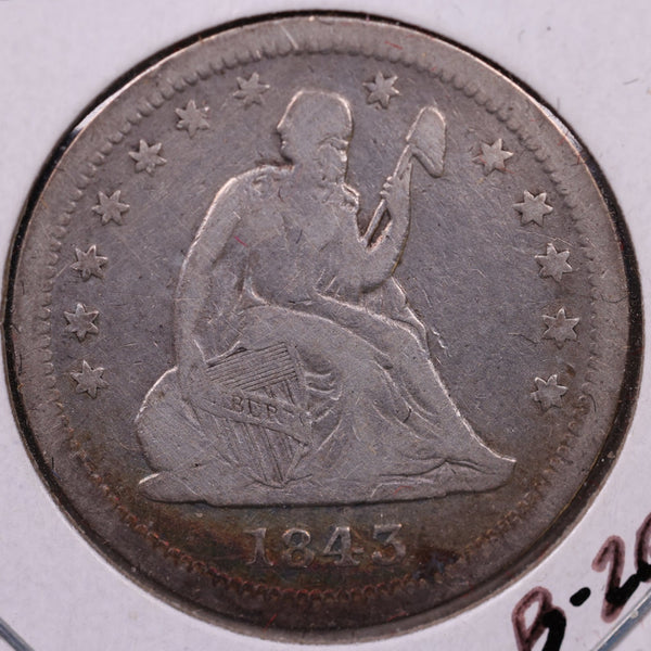 1843-O Seated Liberty Quarter., Fine+ Coin., Store#1061