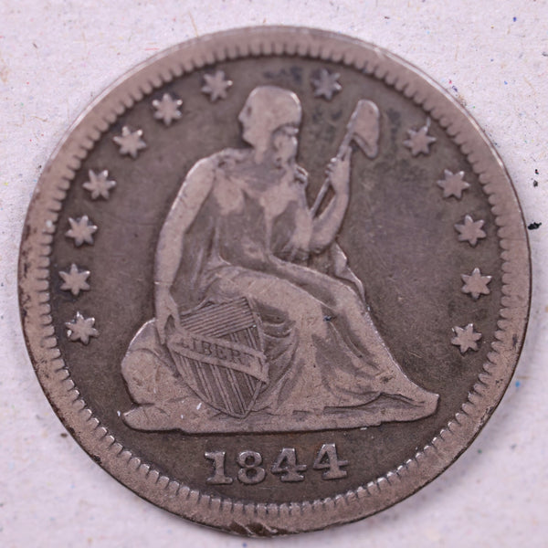 1844 Seated Liberty Quarter., Very Fine Coin., Store#1062