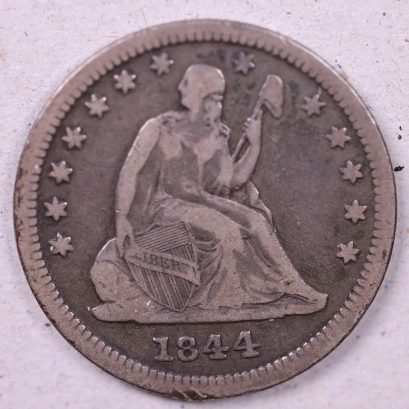 1844 Seated Liberty Quarter., Very Fine Coin., Store