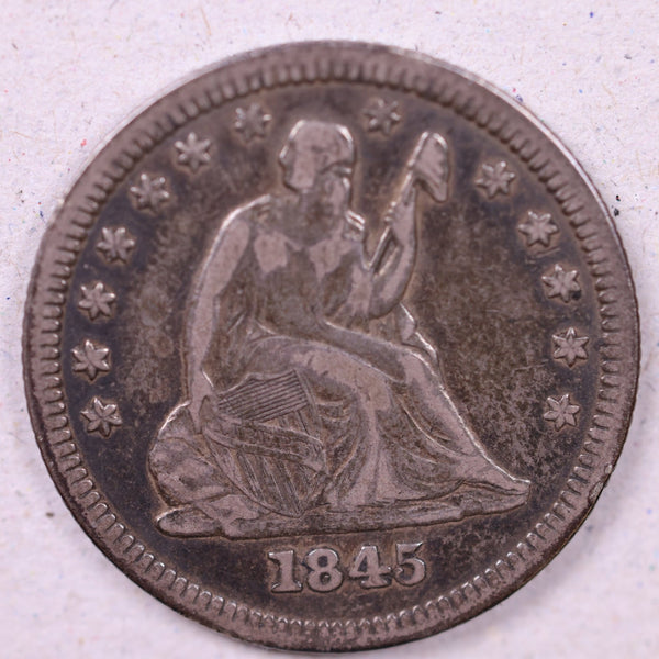 1845 Seated Liberty Quarter., Extra Fine+, Circulated Coin., Store#1064