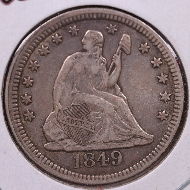 1849 Seated Liberty Quarter., Extra Fine+, Circulated Coin., Store