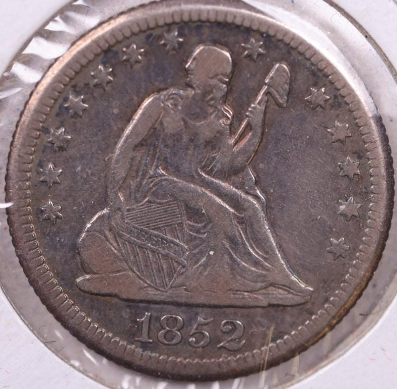 1852-O Seated Liberty Quarter., Extra Fine., *RARE DATE*., Store