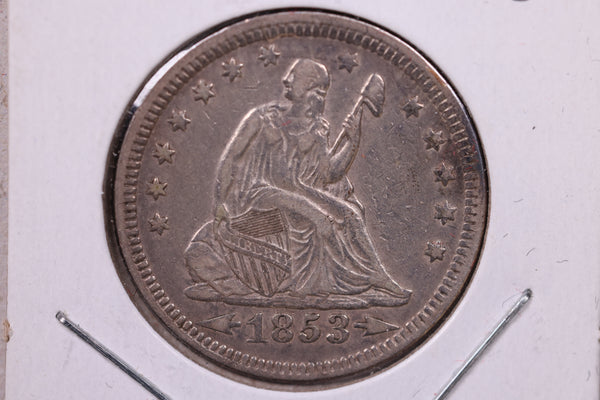 1853 Seated Liberty Quarter., Extra Fine+, Circulated Coin., Store#1073