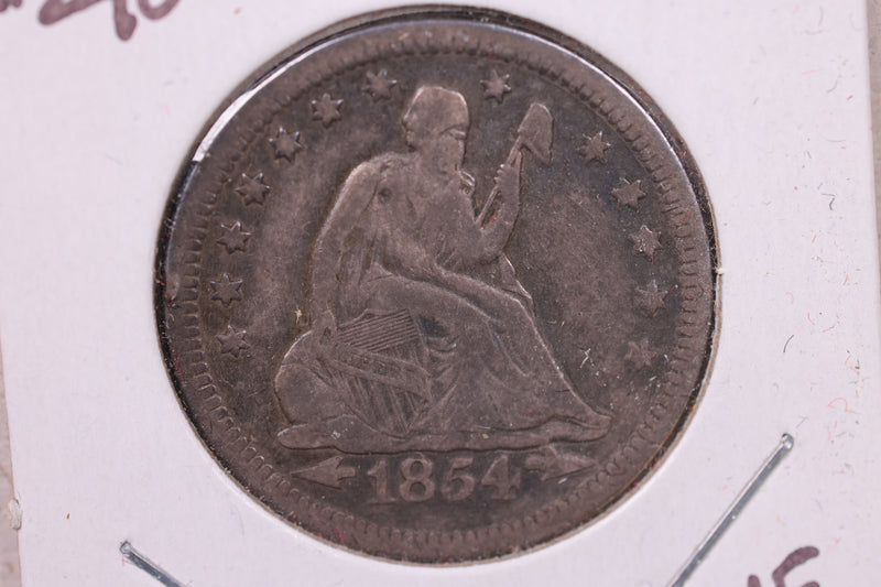 1854-O Seated Liberty Quarter., (B-3b)., Extra Fine., Circulated Coin., Store