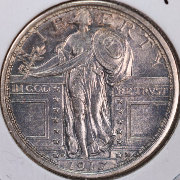 1917-D Standing Liberty Quarter, T-1, Mint State+ Uncirculated Coin, Store #QR0016
