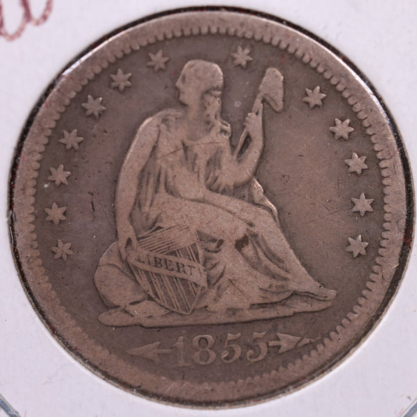 1855-O Liberty Seated Quarter., Very Fine Circulated Coin., Store#1079