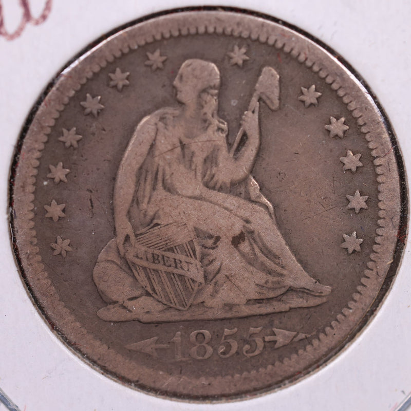 1855-O Liberty Seated Quarter., Very Fine Circulated Coin., Store