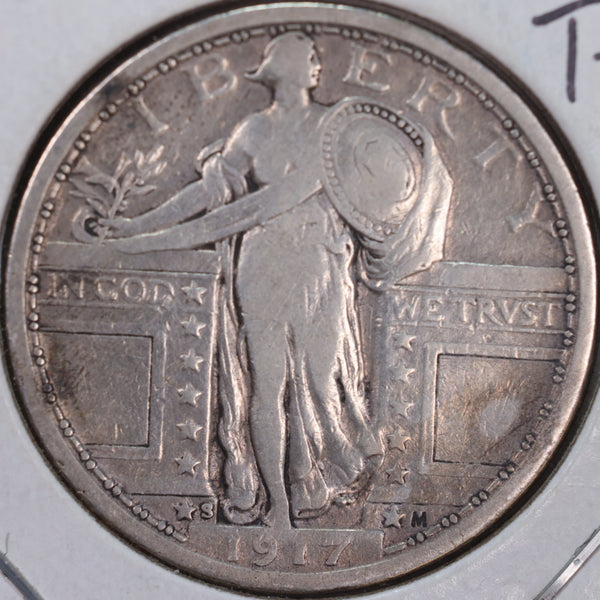 1917-S Standing Liberty Quarter, T-1, Very Fine Circulated Coin, Store #QR0018