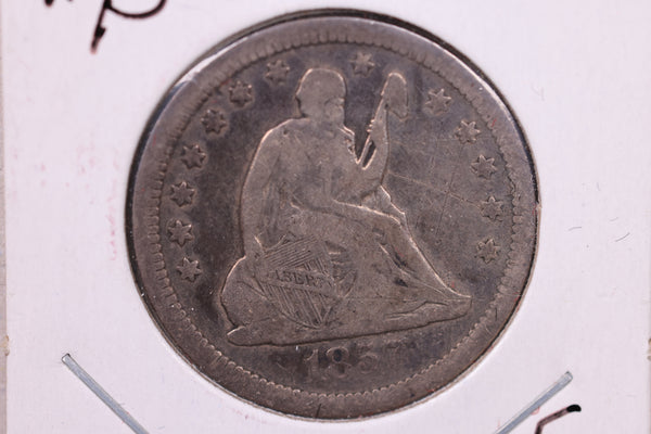 1857-O Liberty Seated Quarter., Fine Circulated Coin., Store#1081