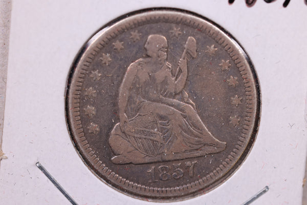 1857-O Liberty Seated Quarter., Very Fine Circulated Coin., Store#1082