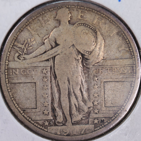 1917-S Standing Liberty Quarter, T-1, Fine Circulated Coin, Store #QR0020