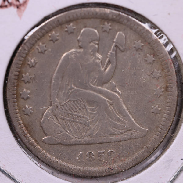 1859-O Liberty Seated Quarter., Extra Fine Circulated Coin., Store#1084