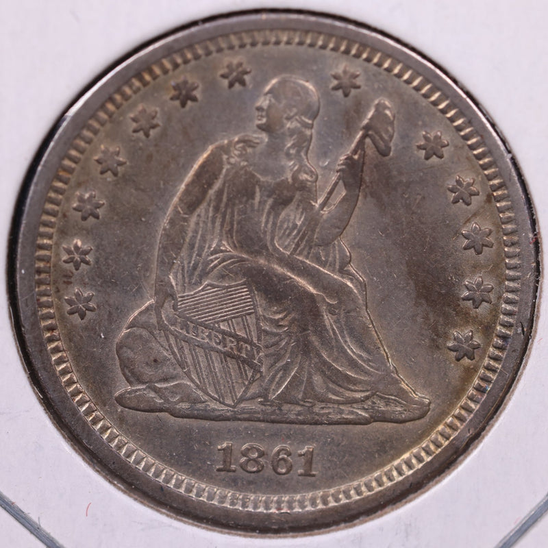 1861 Liberty Seated Quarter., About Uncirculated+., Coin., Store