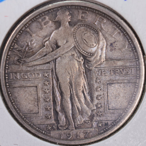 1917-S Standing Liberty Quarter, T-1, Extra Fine Circulated Coin, Store #QR0024