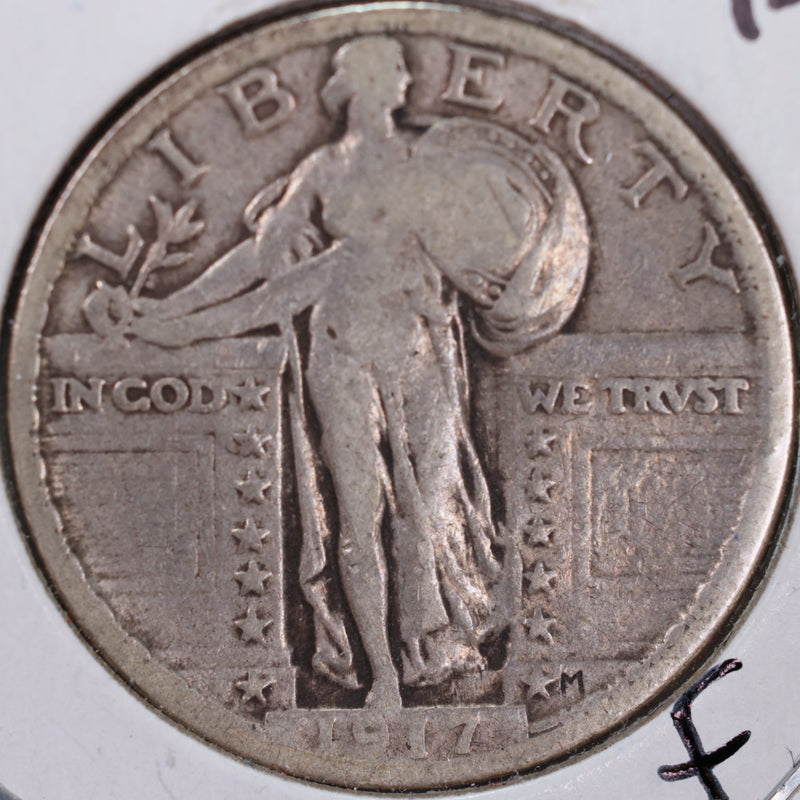 1917 Standing Liberty Quarter, T-2, Fine Circulated Coin, Store