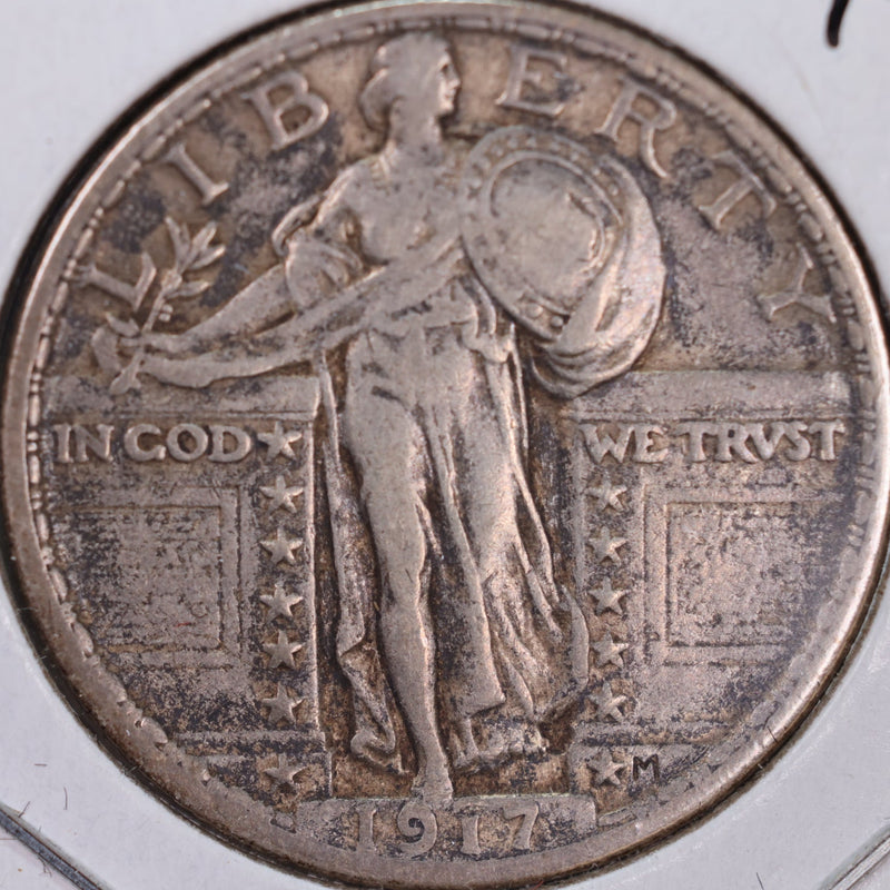 1917 Standing Liberty Quarter, T-2, Extra Fine+ Circulated Coin, Store