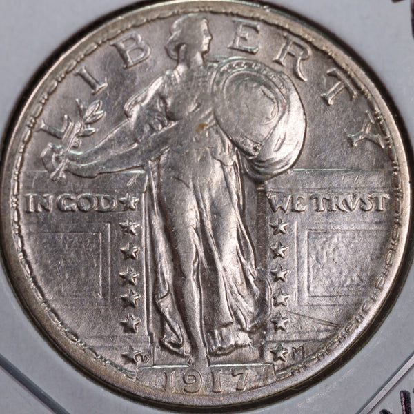 1917-D Standing Liberty Quarter, T-2, Extra Fine Circulated Coin, Store #QR0033