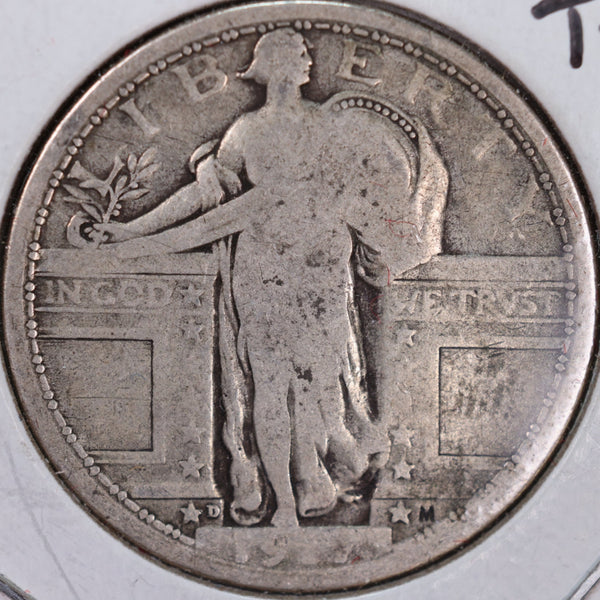 1917-D Standing Liberty Quarter, T-1, Very Good Circulated Coin, Store #QR0034