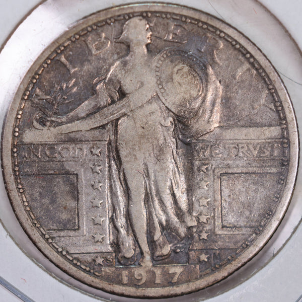 1917-S Standing Liberty Quarter, T-1, Very Fine Circulated Coin, Store #QR0037