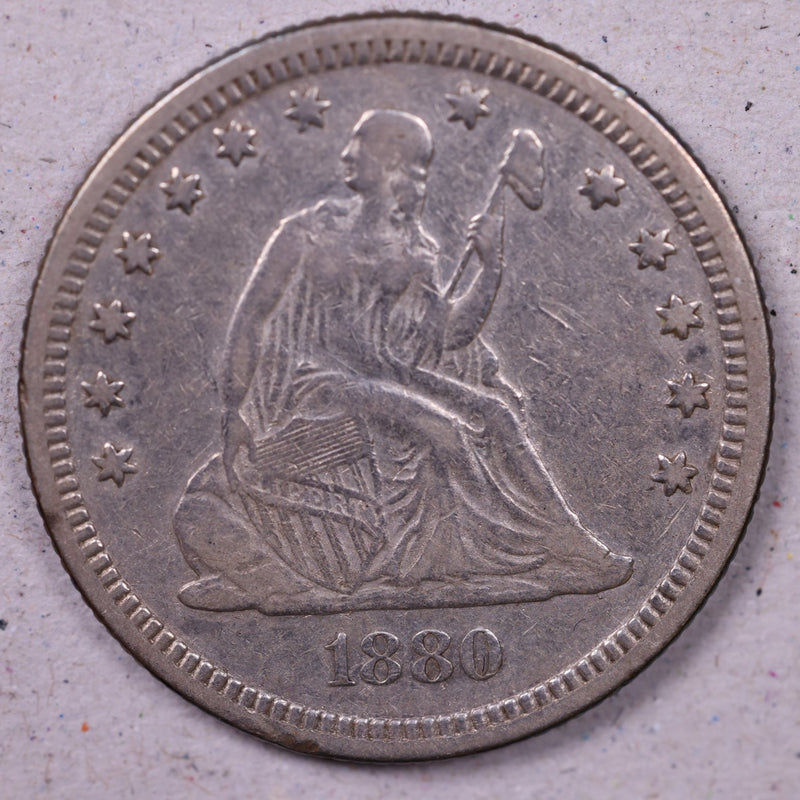 1880 Seated Liberty Quarter, Extra Fine Circulated Coin., Store