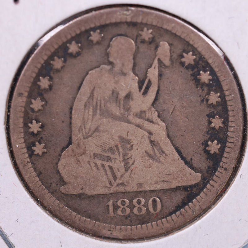 1880 Seated Liberty Quarter, Fine Circulated Coin., Store