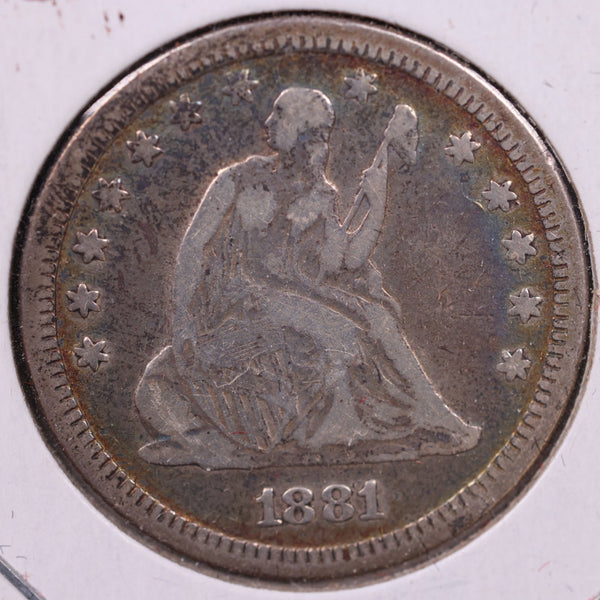 1881 Seated Liberty Quarter, Very Fine Circulated Coin., Store#1112