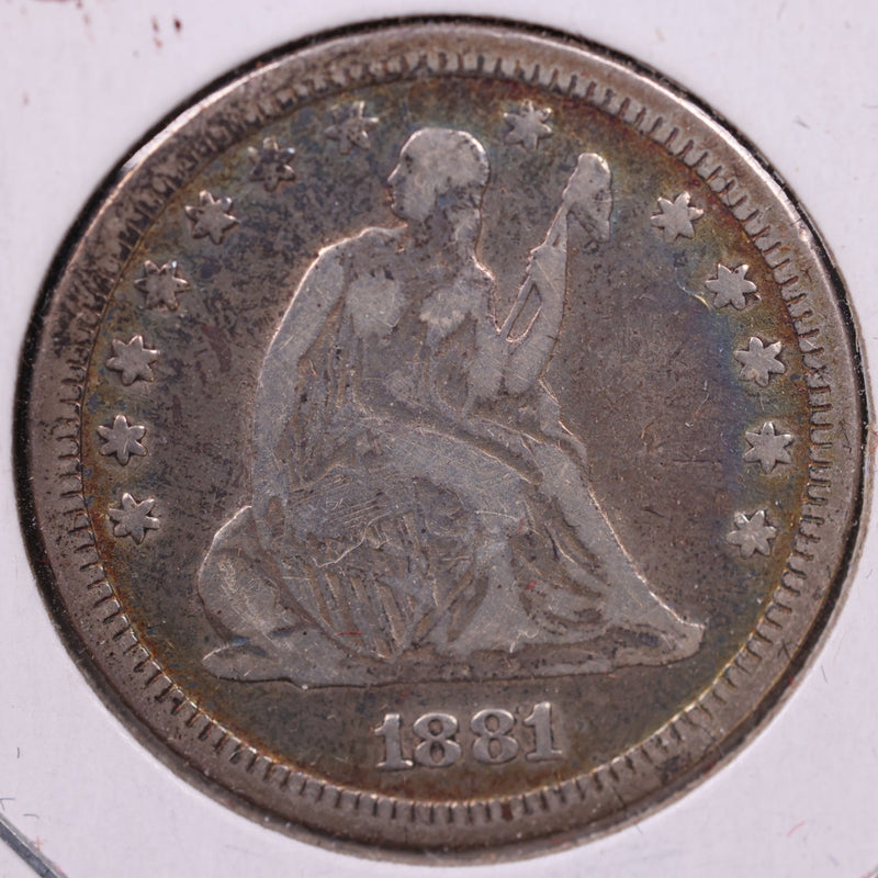 1881 Seated Liberty Quarter, Very Fine Circulated Coin., Store