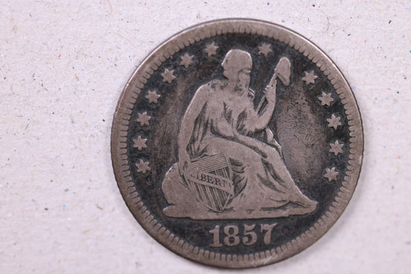 1857-O Seated Liberty Quarter., Very Fine Circulated Coin., Store#1116