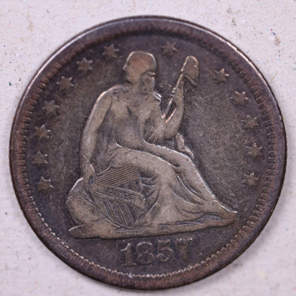 1857-O Seated Liberty Quarter., Very Fine Circulated Coin., Store#1118