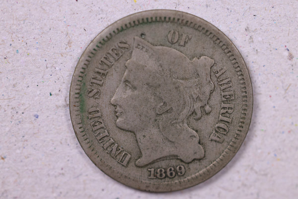 1869 3 Cent C.N., Very Good Circulated Coin., Store#1121