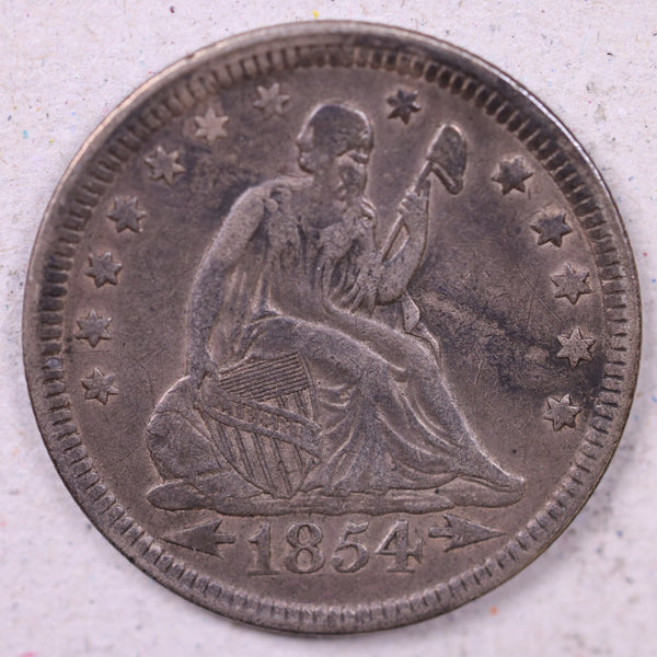 1854 Seated Liberty Quarter., Very Fine Circulated Coin., Store#1136