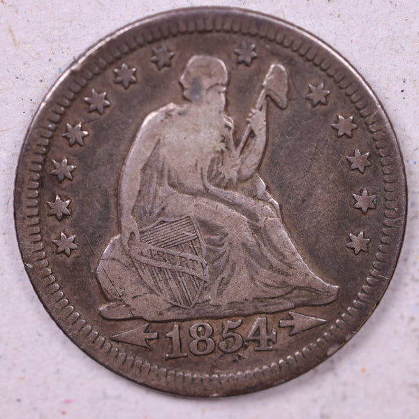 1854-O Seated Liberty Quarter., Very Fine Circulated Coin., Store#1138