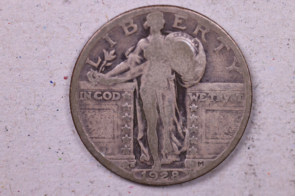 1928-S Standing Liberty Silver Quarter., Very Good Circulated Coin., Store#1141