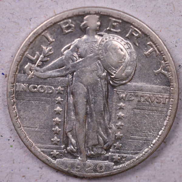 1920-D Standing Liberty Silver Quarter., About Uncirculated Details Coin., Store#1145