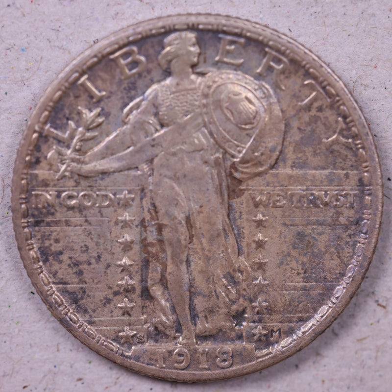 1918-S Standing Liberty Silver Quarter., Mint State., Uncirculated Coin., Store