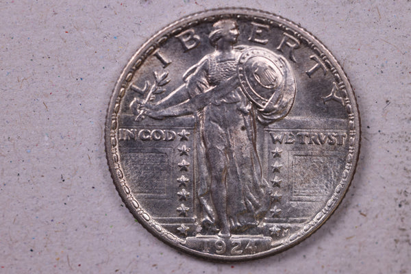 1924 Standing Liberty Silver Quarter., Mint State., Uncirculated Coin., Store#1148