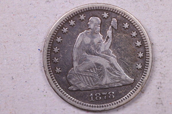 1878-CC Seated Liberty Quarter., Very Fine Circulated Coin., Store#1150