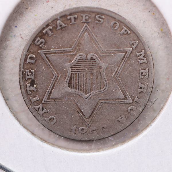 1856 3 Cent Silver., Very Fine Circulated Coin. Store #1157