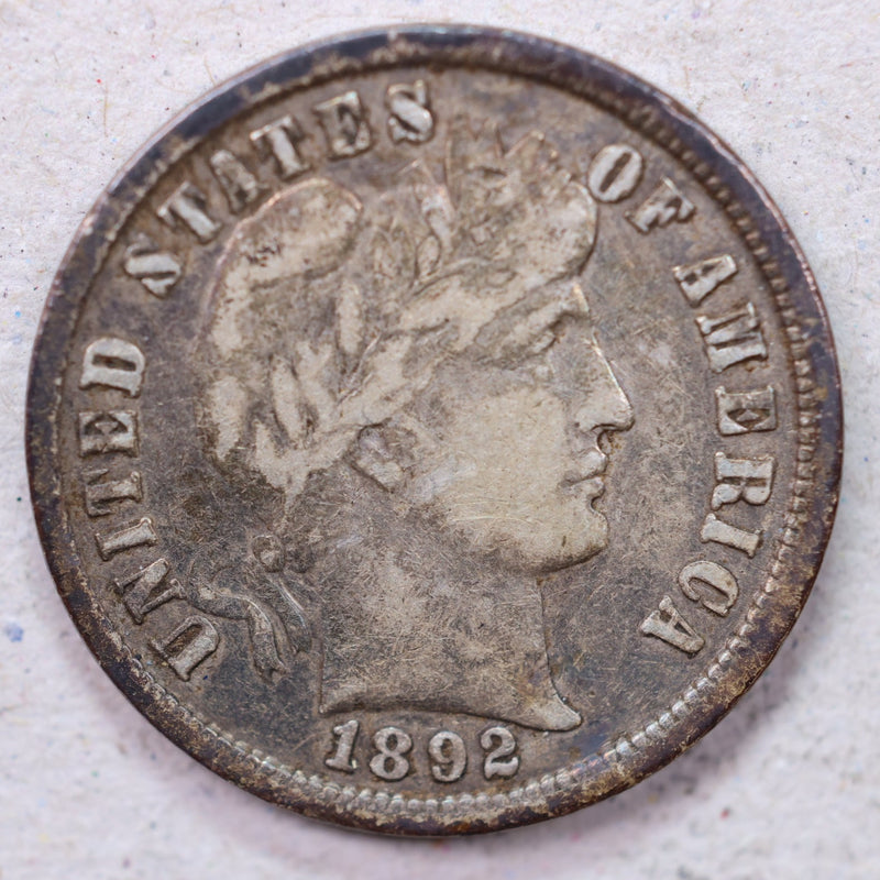 1892 Barber Silver Dime., Very Fine Circulated Coin., Store