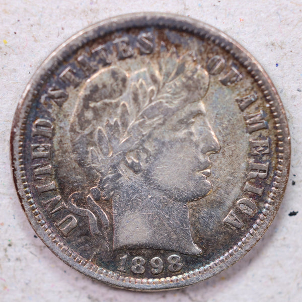 1898 Barber Silver Dime., Extra Fine Circulated Coin., Store #1178