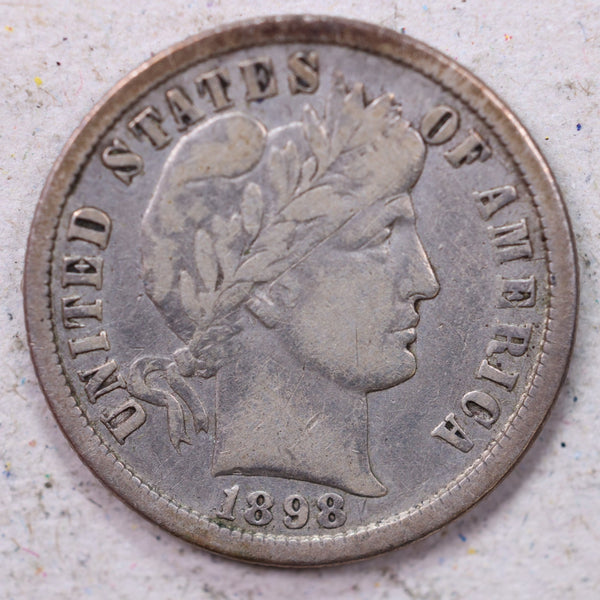 1898-O Barber Silver Dime., Very Fine Circulated Coin., Store #1179