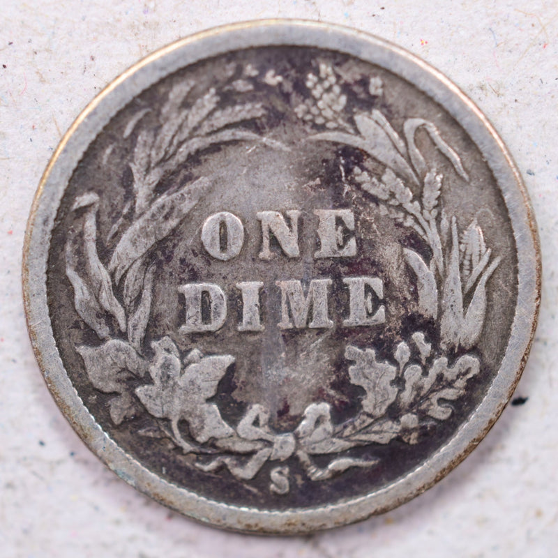 1898-S Barber Silver Dime., Very Good Circulated Coin., Store