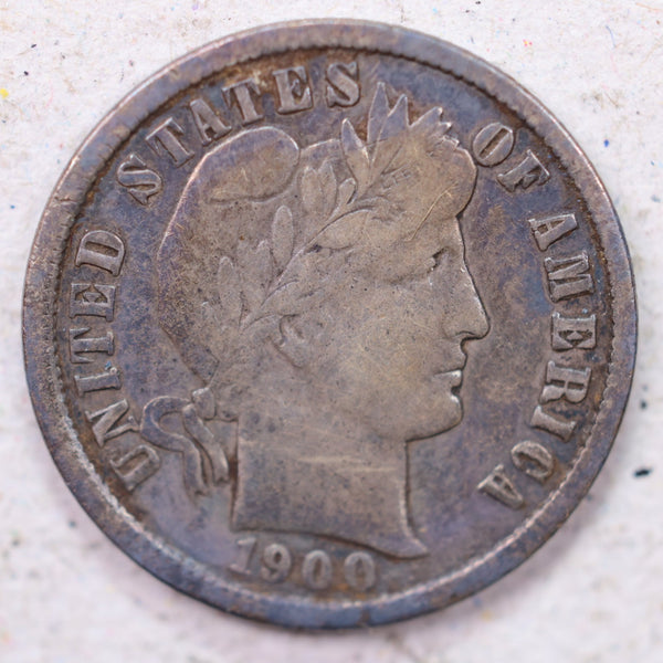 1900 Barber Silver Dime., Fine Circulated Coin., Store #1184