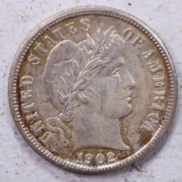 1902 Barber Silver Dime., Extra Fine Circulated Coin., Store #1189