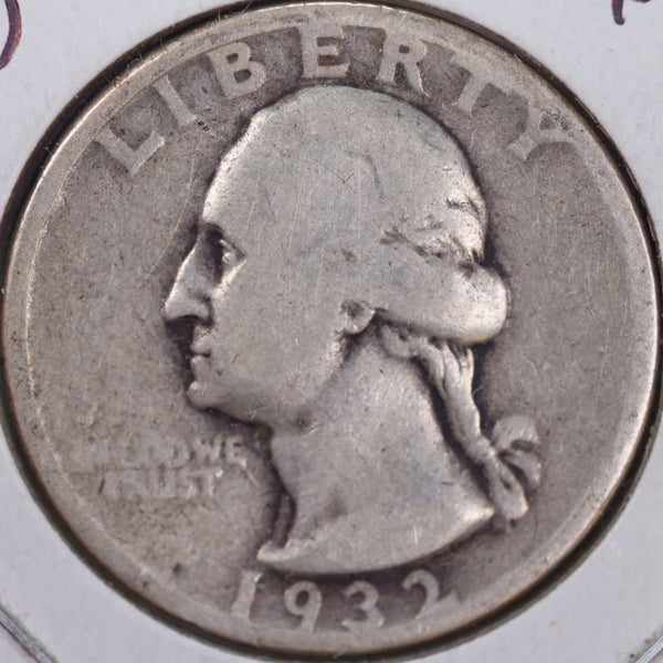 1932 Washington Silver Quarter, Fine Circulated Coin, Store #QR0160