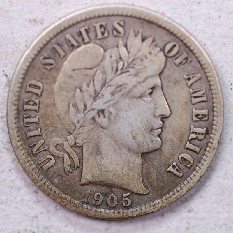 1905 Barber Silver Dime., Very Fine Circulated Coin., Store