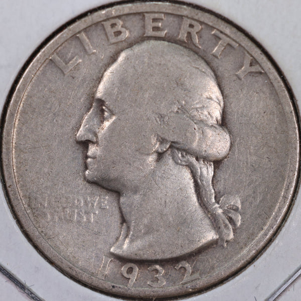 1932-S Washington Silver Quarter, Fine+ Circulated Coin, Store #QR0161
