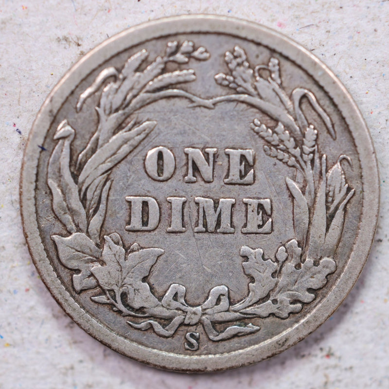 1910-S Barber Silver Dime., Very Fine+., Circulated Coin., Store